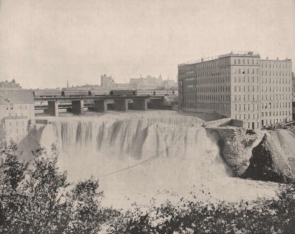 Upper Falls of the Genesee River, Rochester, New York 1895 old antique print